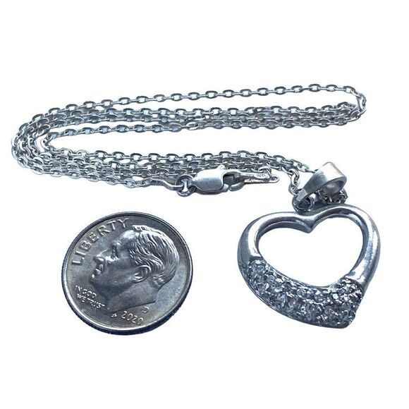 QQ# Italian Sterling 925 Silver Heart & Sterling Chain Link Necklace - Picture 7 of 8
